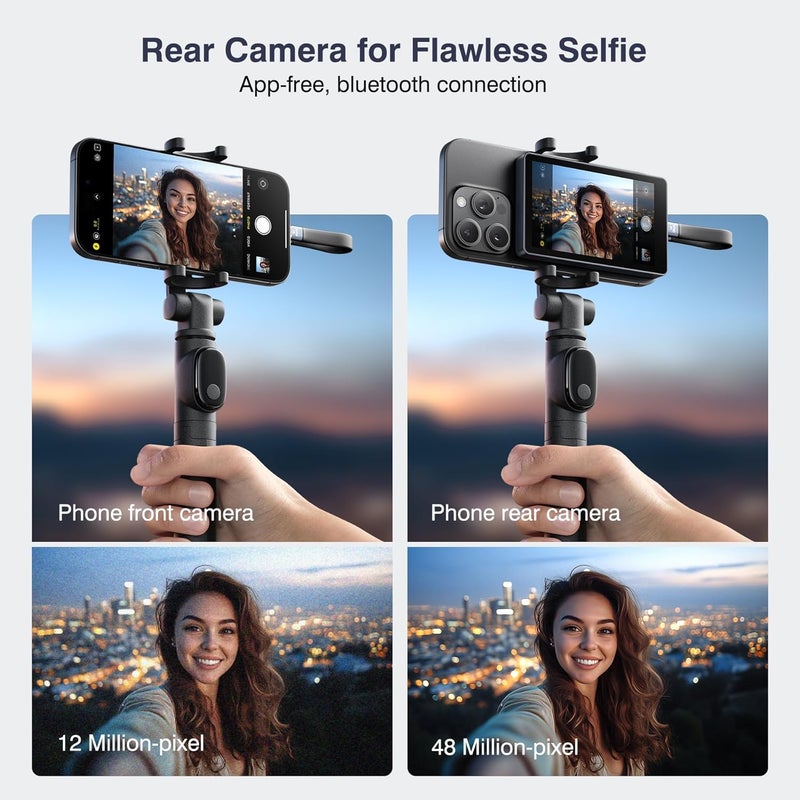 TTQ Vlog Selfie Monitor Screen, Magnetic Phone Vlog Selfie Monitor Screen 4K 30fps Bluetooth Remote, Back Camera Monitor for Vlog Live Stream TikTok, Compatible with iPhone & Android - Image 5